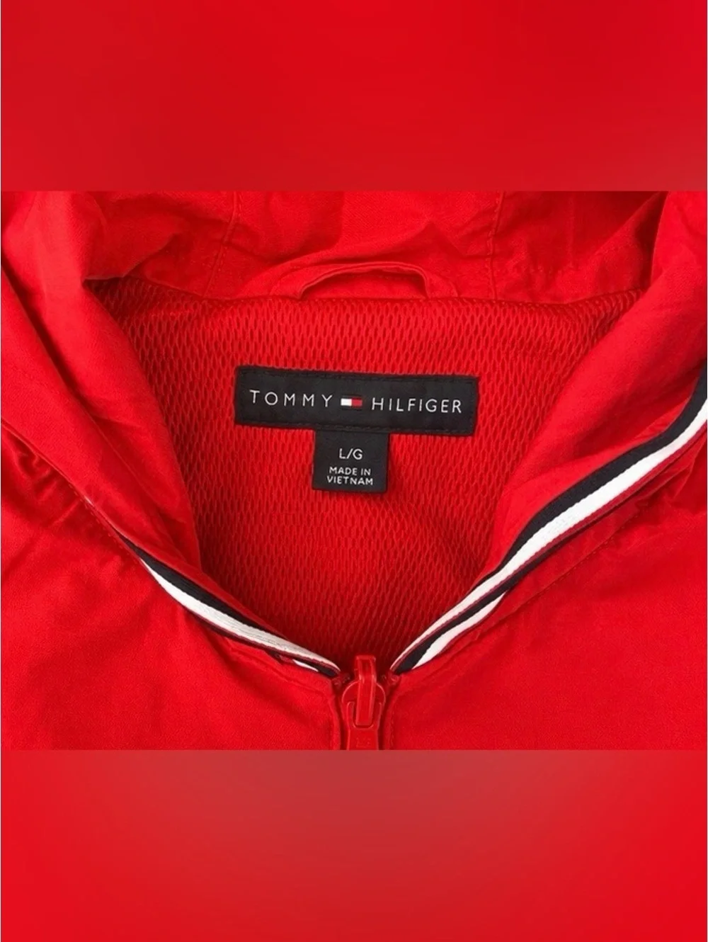 Tommy Hilfiger Vibrant Red Hooded Windbreaker